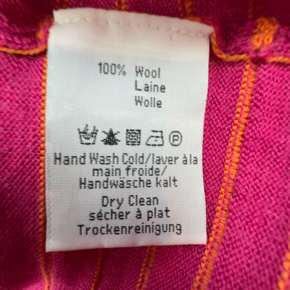 Neve 100% Wool Striped Mock Neck Soft Comfy Full Zipper Front Cardigan Women's L - Picture 6 of 7